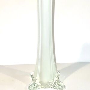 CYS Excel Handblown Glass Flower Vase White Bud Vase 8” Tall.